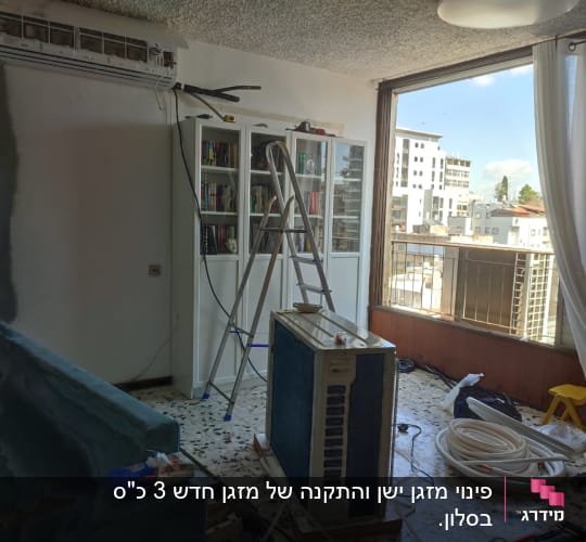 מערכת מיזוג אוויר מפורקת עם צינורות וכלים